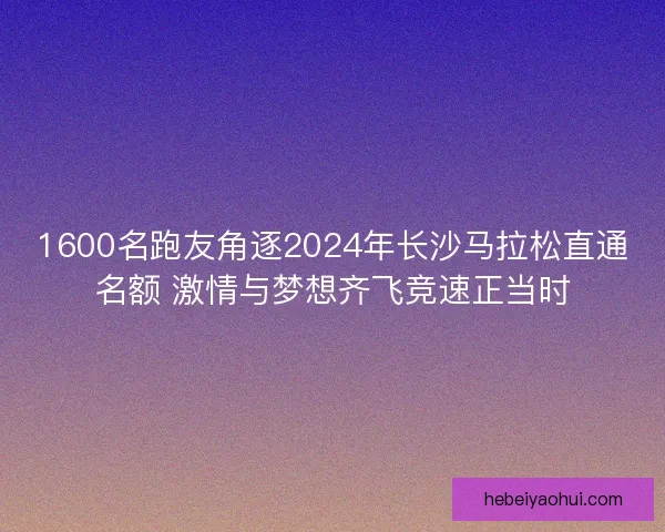 1600名跑友角逐2024年长沙马拉松直通名额 激情与梦想齐飞竞速正当时