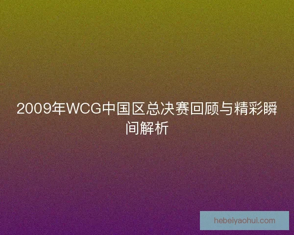 2009年WCG中国区总决赛回顾与精彩瞬间解析